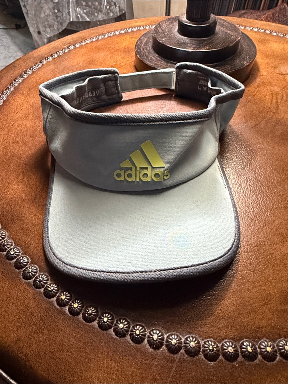 adidas Light Gray Visor with Yellow Logo